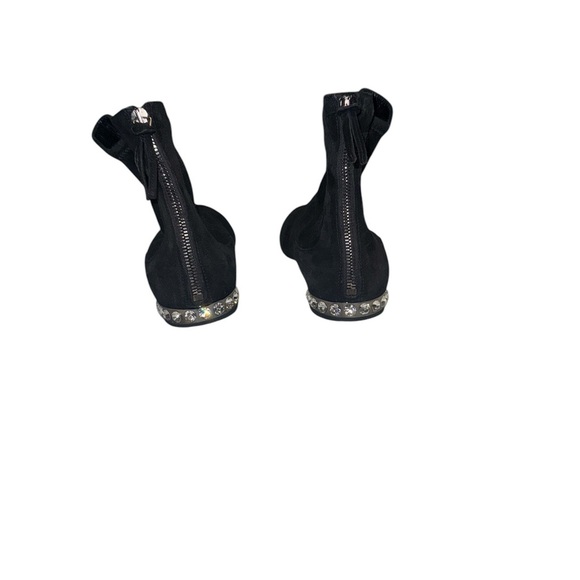 Miu Miu Black Suede Bejeweled Heel Booties - Picture 5 of 5